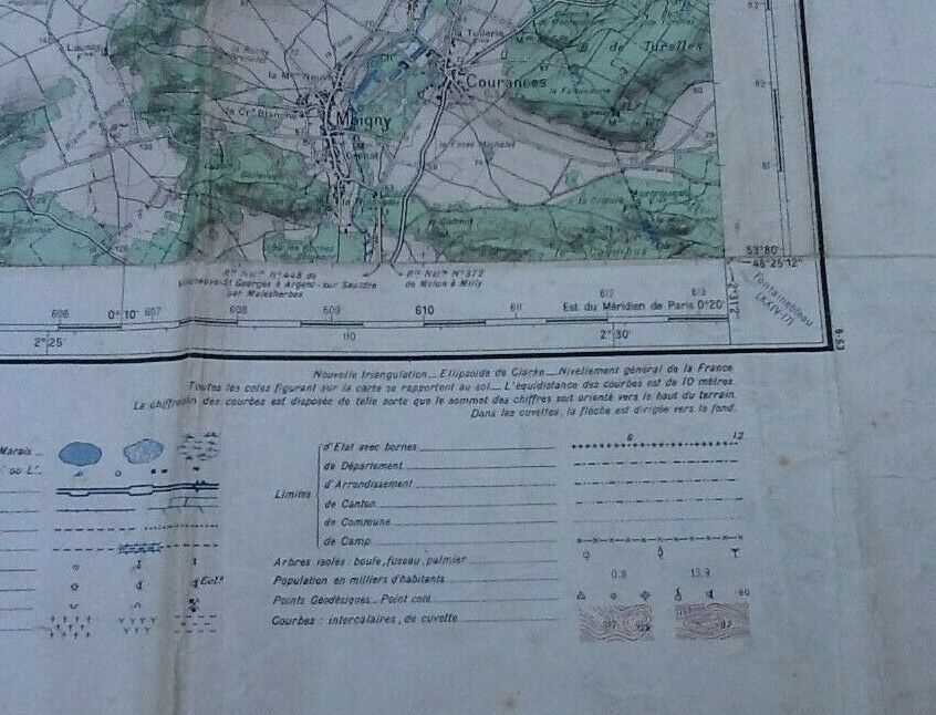 Etampes (Essonne) Geographical map of 1953 (Type1922) Drawn and published by the Institut Géog