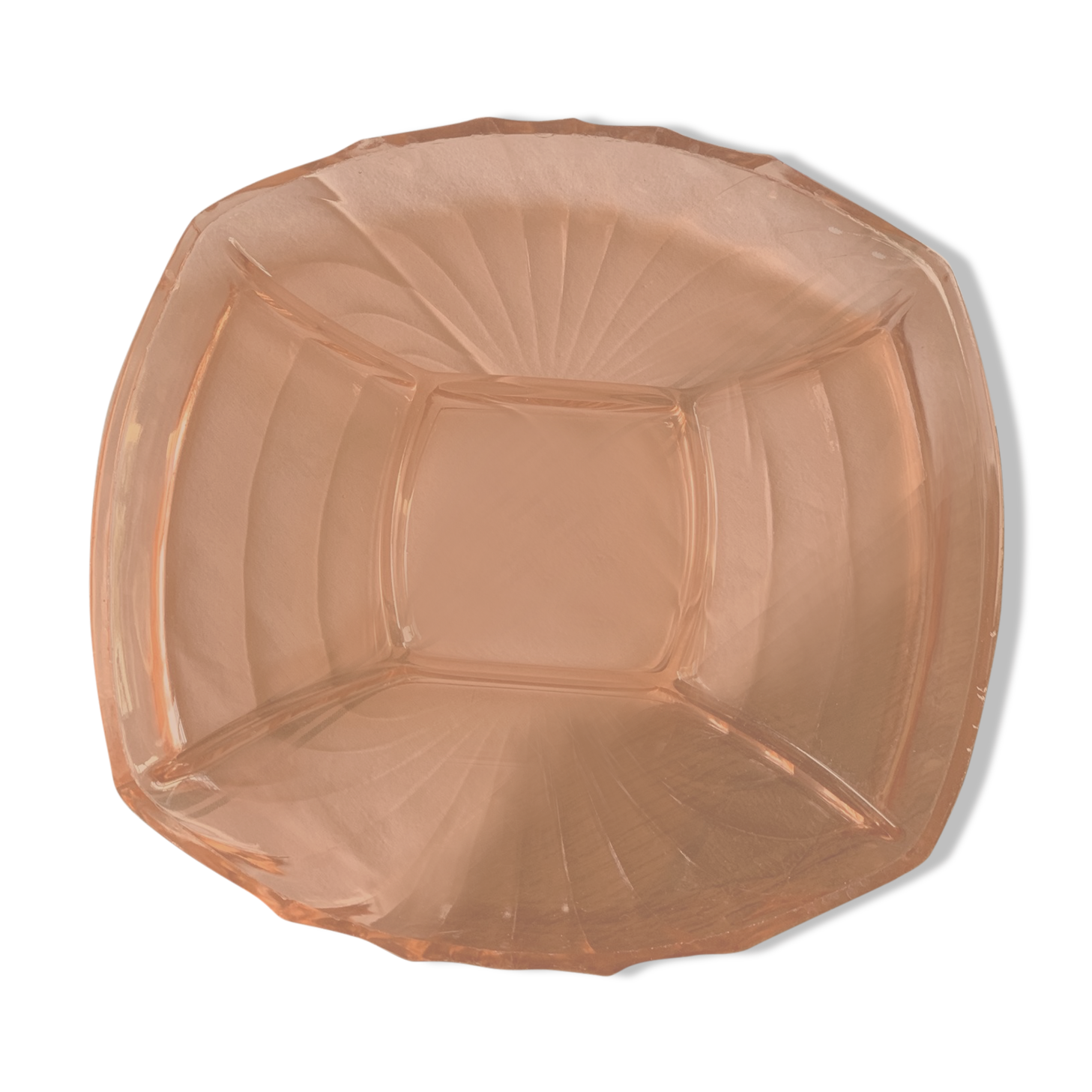Antique dish with hors d'oeuvre in rosaline glass