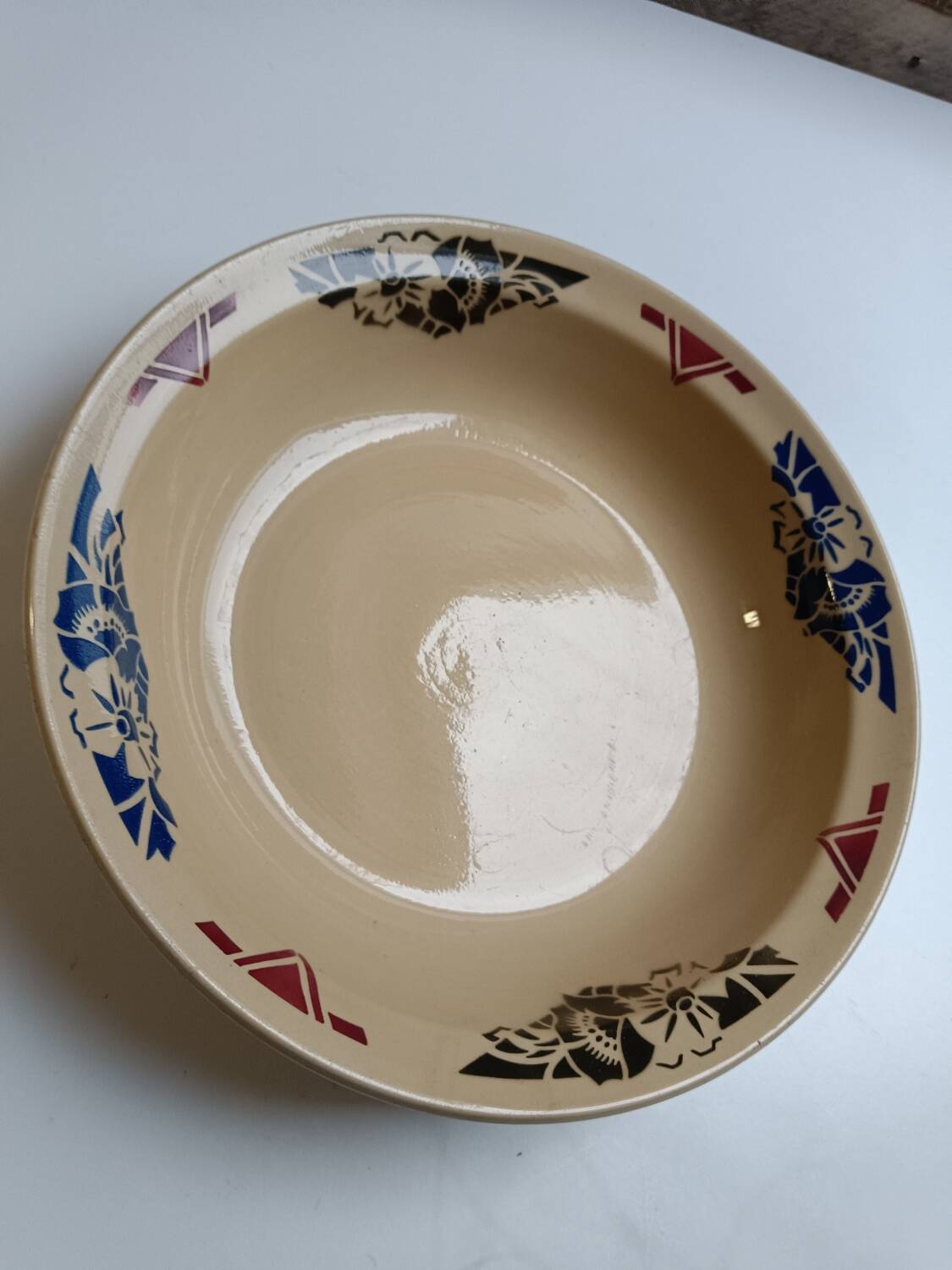 Large Badonviller art deco deep dish