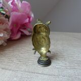 Miniature owl figurine Greece Brass Plated Bronze on Base