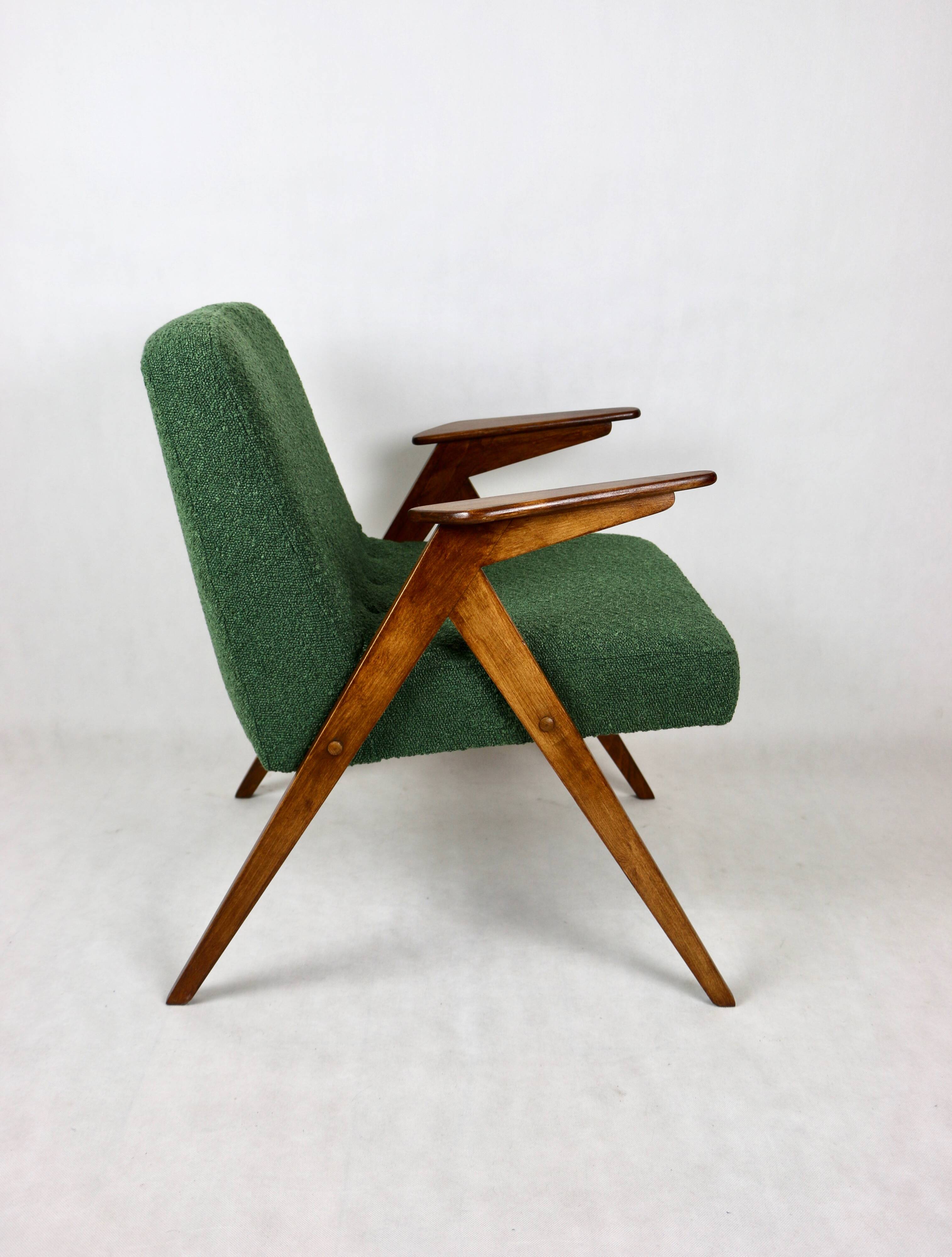 Green Boucle Bunny Armchair by Józef Chierowski, 1970s