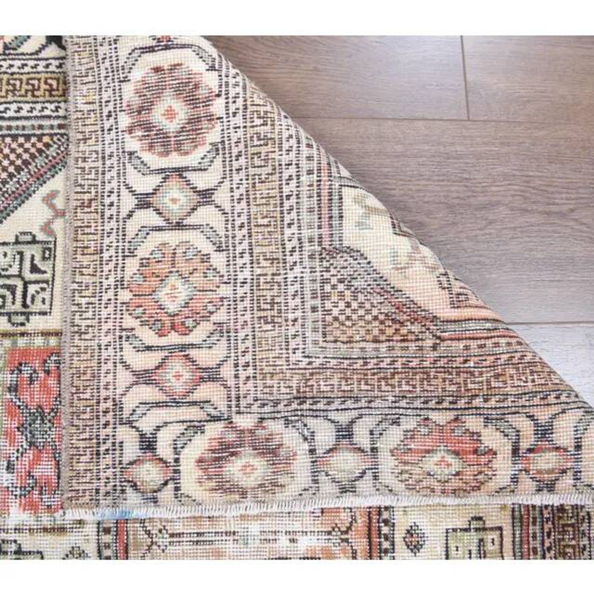Vintage Turkish Oushak Handmade Wool Cotton Beige Area Rug 93x183