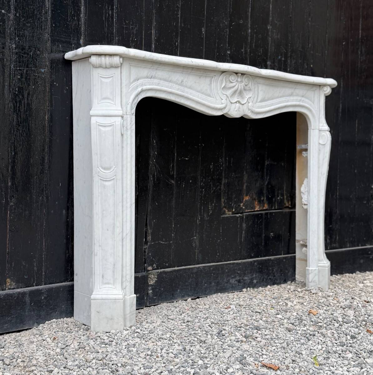 Louis XV style fireplace in Carrara marble circa 1980