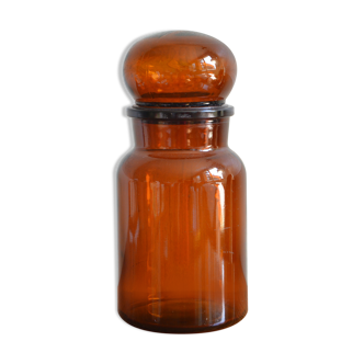 Amber vintage glass apothecary pot, cabochon lid