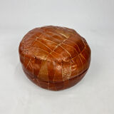 Vintage leather patchwork pouf, 1970