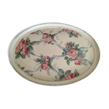 Oval resin tray with rose and ribbon pattern