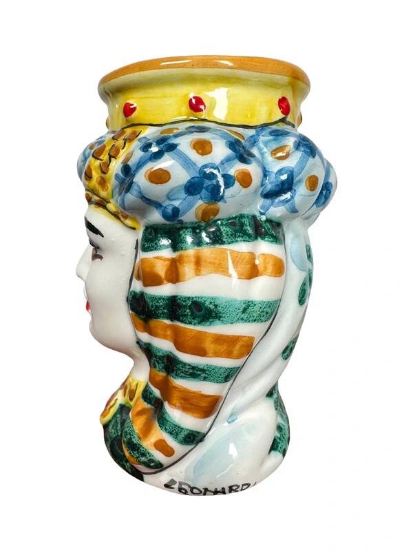 Italian Ceramic Testa di Moro Decorative Vase, Sicily