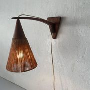 Teak wall lamp with natural ropes by Ib Fabiansen for Fog & Mørup, 1960s, Denmark.