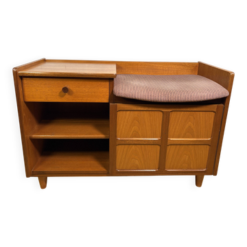 Mid-Century Retro Vintage Nathan Teak Telephone Seat – 1960s–1970s Stylish