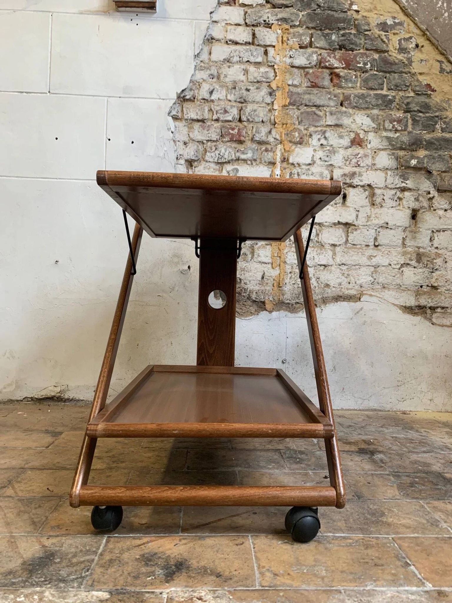 Folding wooden service trolley, 1960