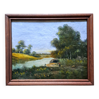 Impressionist painting - Oil on canvas, French school - Barbizon