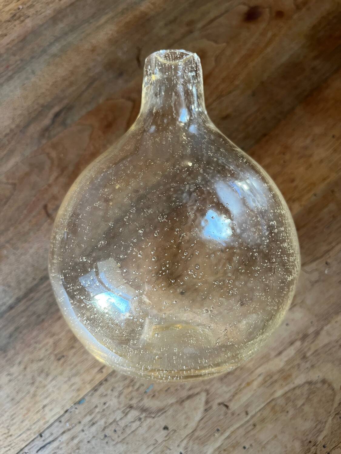 Petite Dame Jeanne en verre bullé transparent
