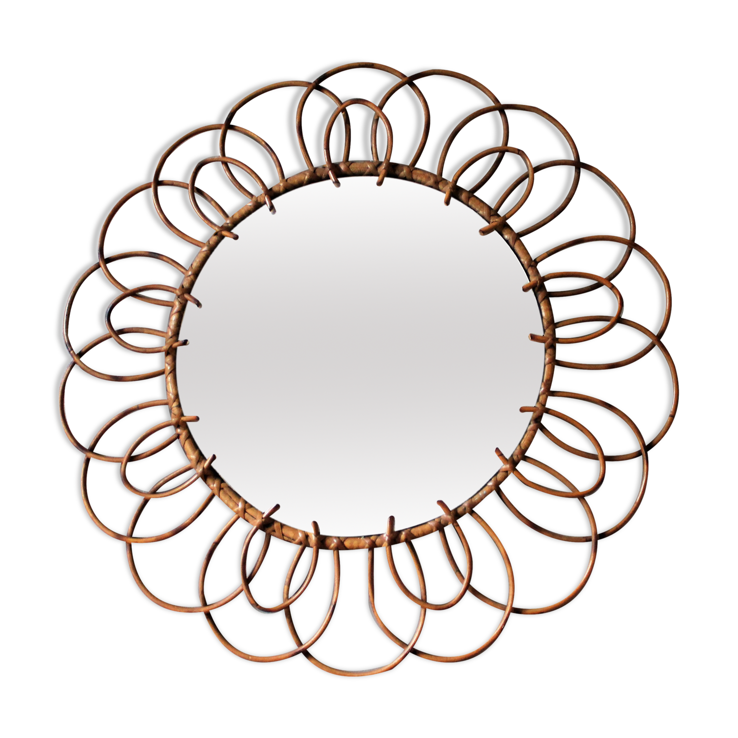 Rattan mirror of the 70's - 60cm