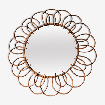 Rattan mirror of the 70's - 60cm