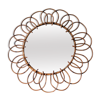 Rattan mirror of the 70's - 60cm