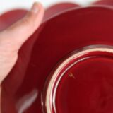 12 vintage red and gold dessert plates