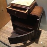 Bedside solid oak and beige marble