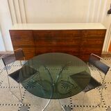 Italian round table in smoked glass 1970 Giotto Stoppino style