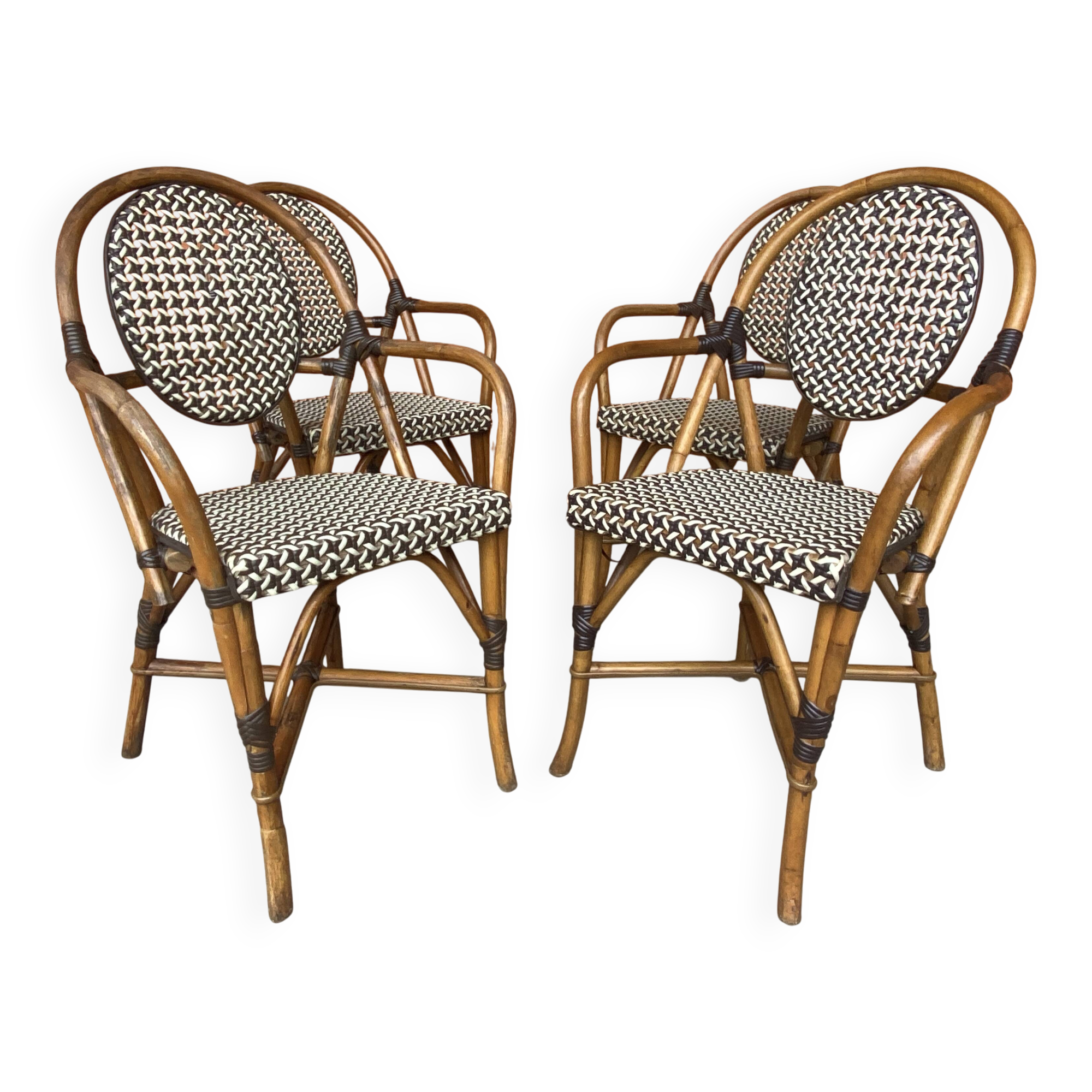 4 chaises Bistrot Parisienne Paris Rotin & scoubidou