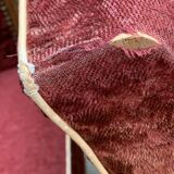 Pair of Art Deco club armchairs in burgundy red velvet, 1930s