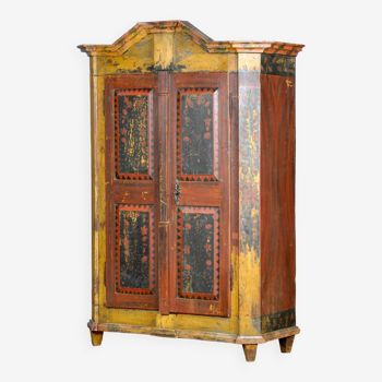 Armoire antique peinte à la main, allemagne, vers 1850