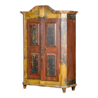 Armoire antique peinte à la main, allemagne, vers 1850