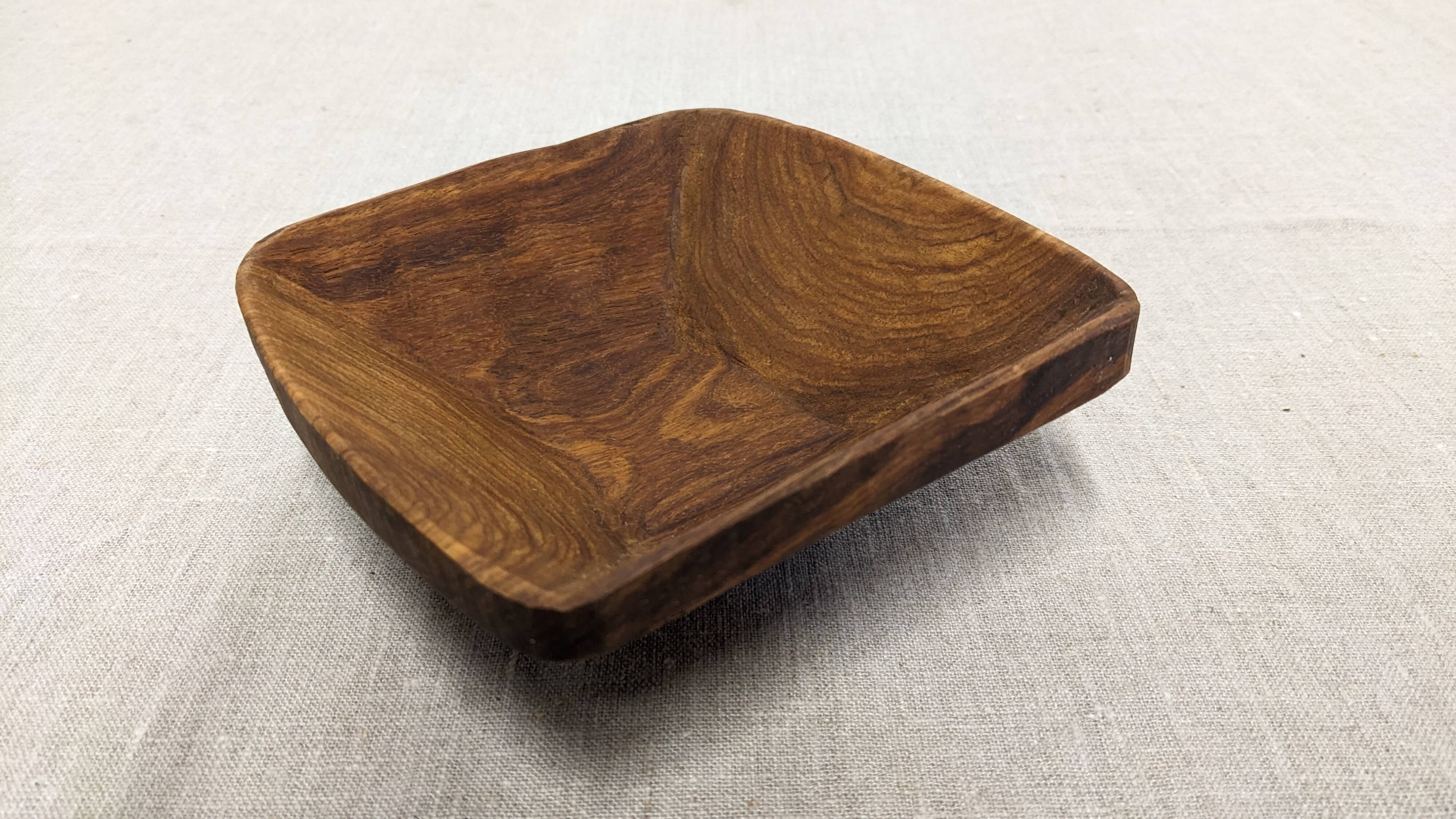 Set of 8 Scandinavian olive wood ramekins, France circa 1960.