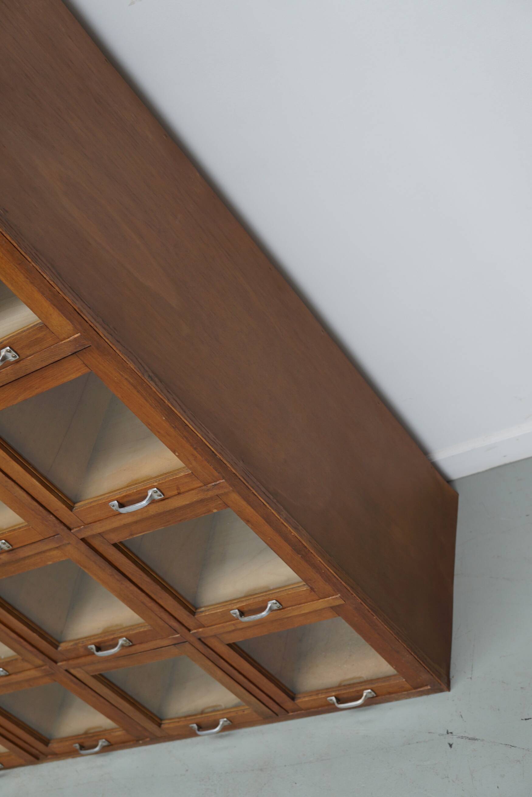 Vintage Large German Beech Haberdashery Shop Cabinet / Vitrine, 1950s