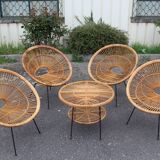 Rattan Lounge Attributed to Janine Abraham Model Soleil