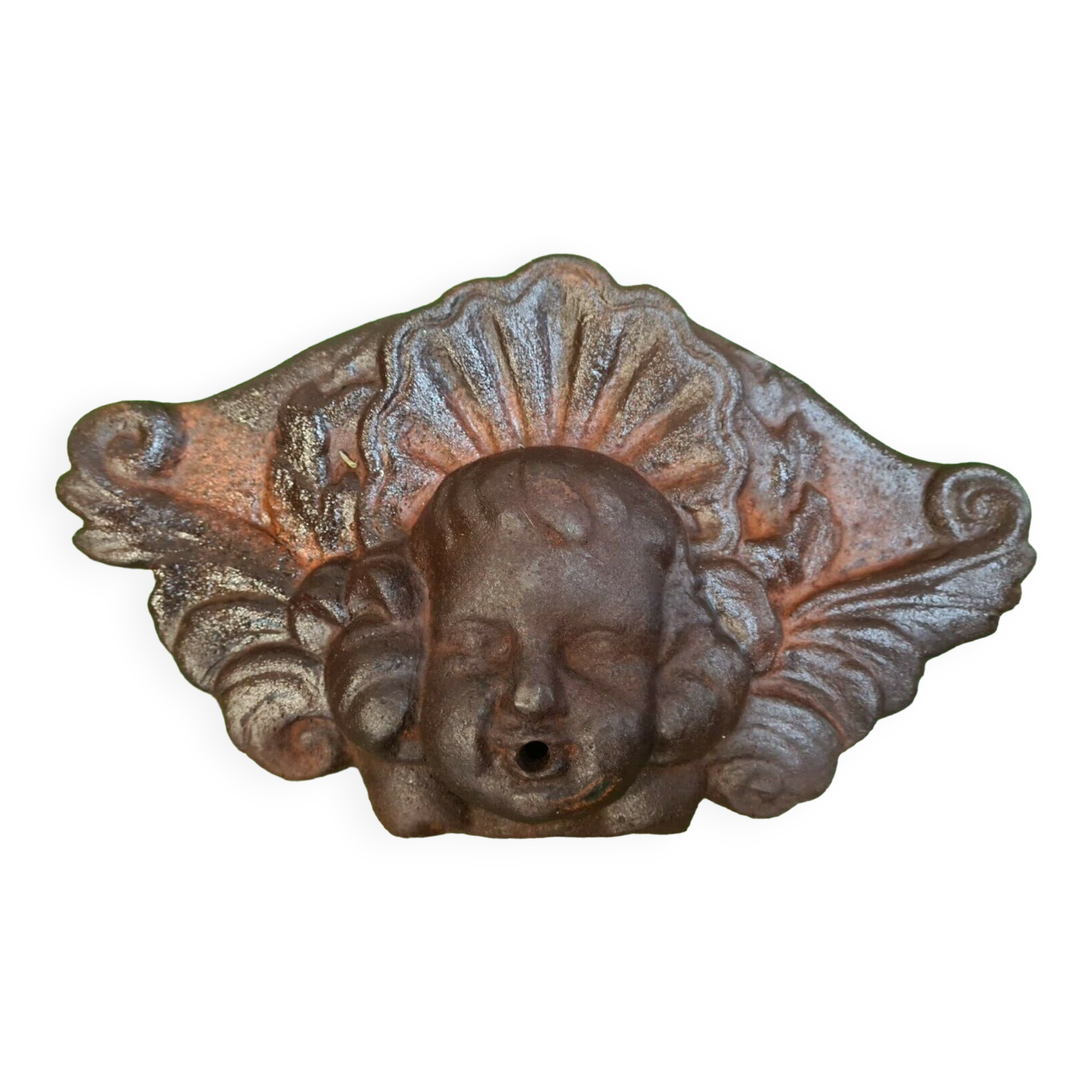 Cast iron wall fountain with a love