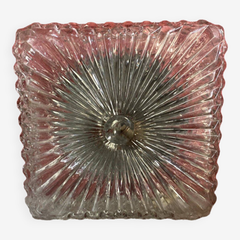 Plafonnier en verre moulé années 70