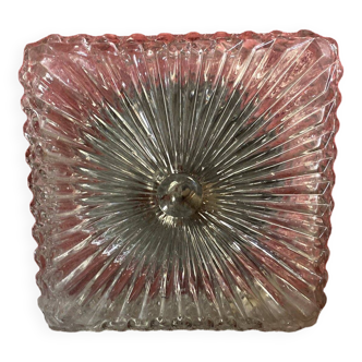 Plafonnier en verre moulé années 70