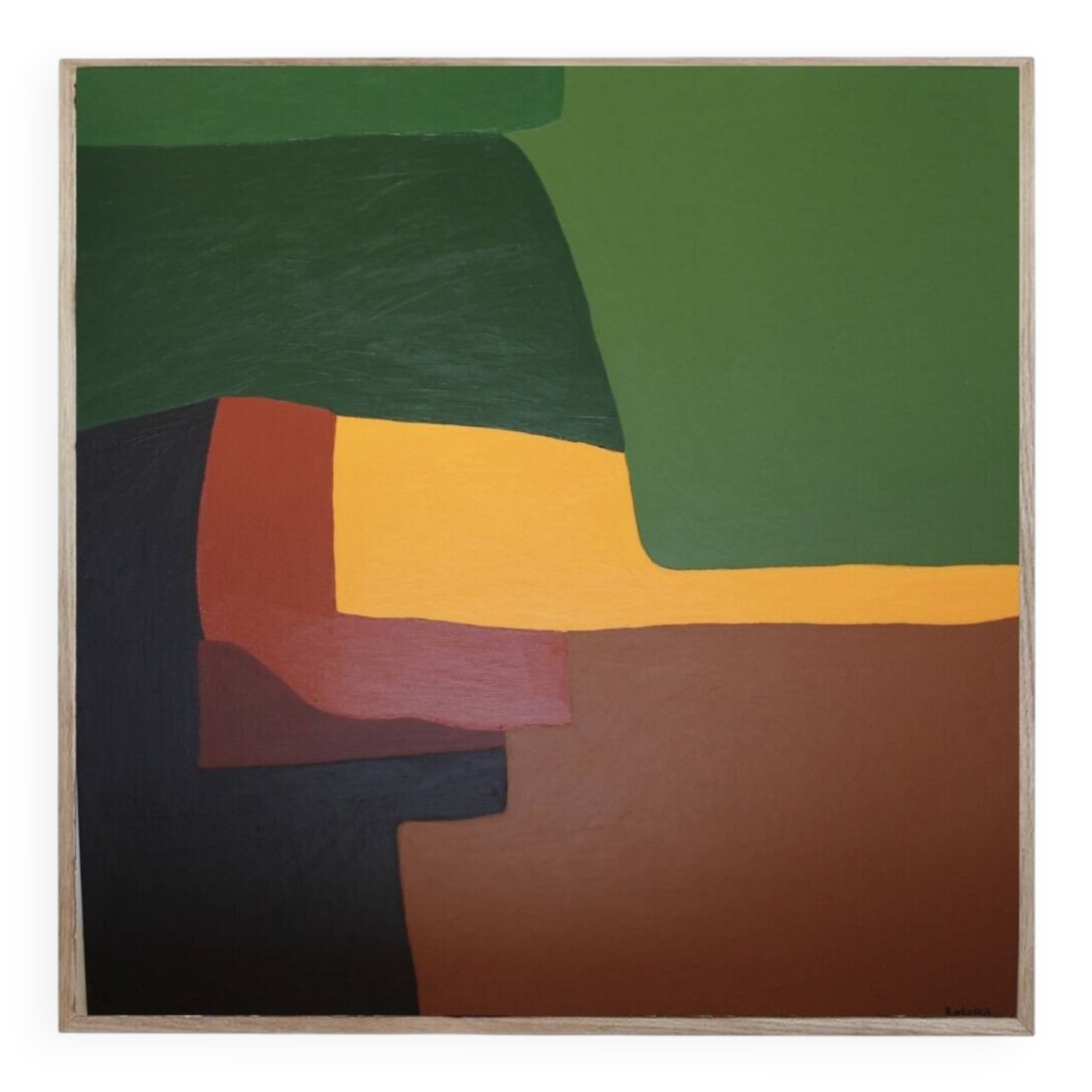 Soothing abstract canvas "Green Palette" 80x80cm