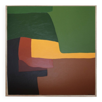 Soothing abstract canvas "Green Palette" 80x80cm