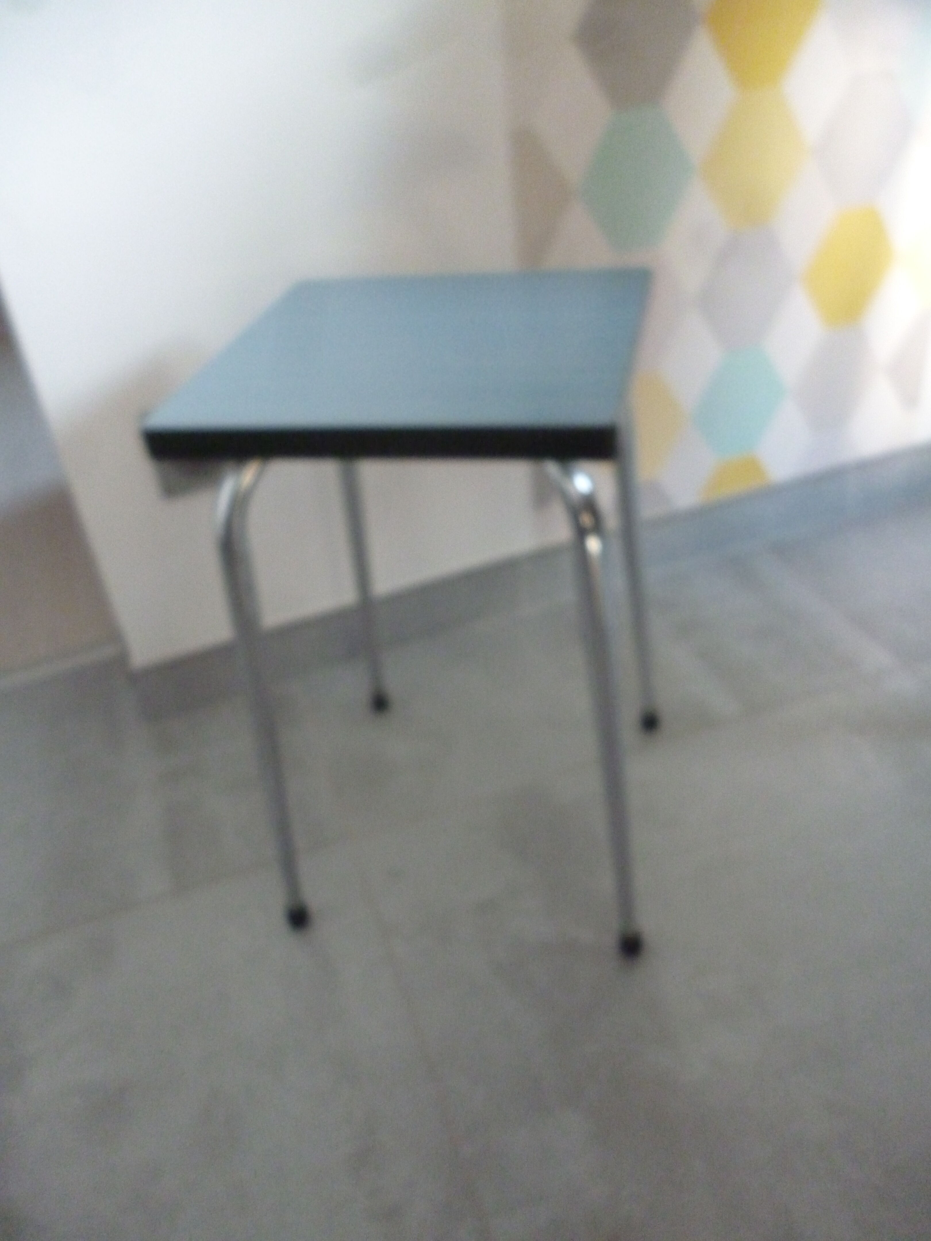 Blue Formica stool