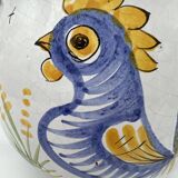 Pot couvert en faïence décor rustique – motif coq – XXe siècle