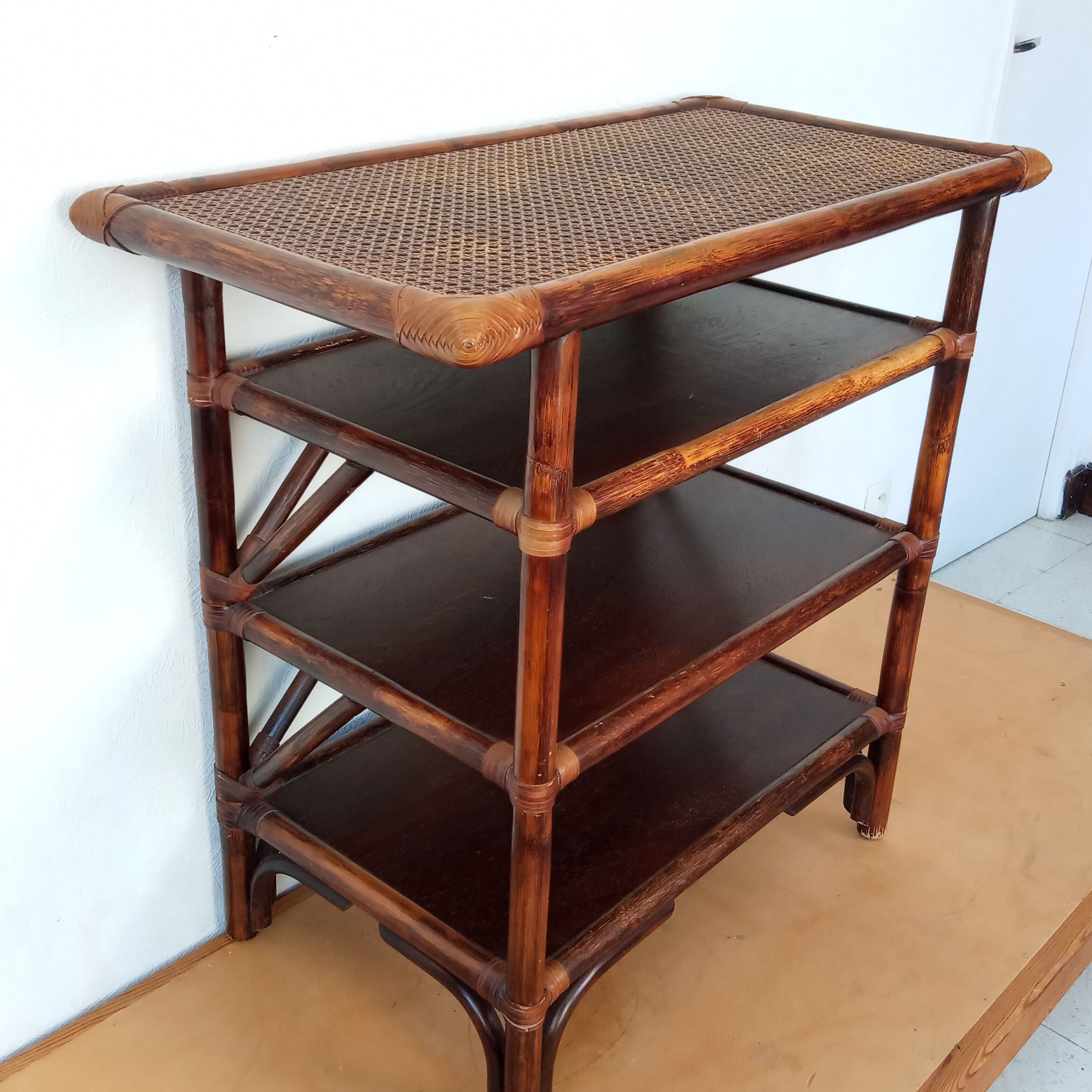 Rattan side table from the 70s/80s