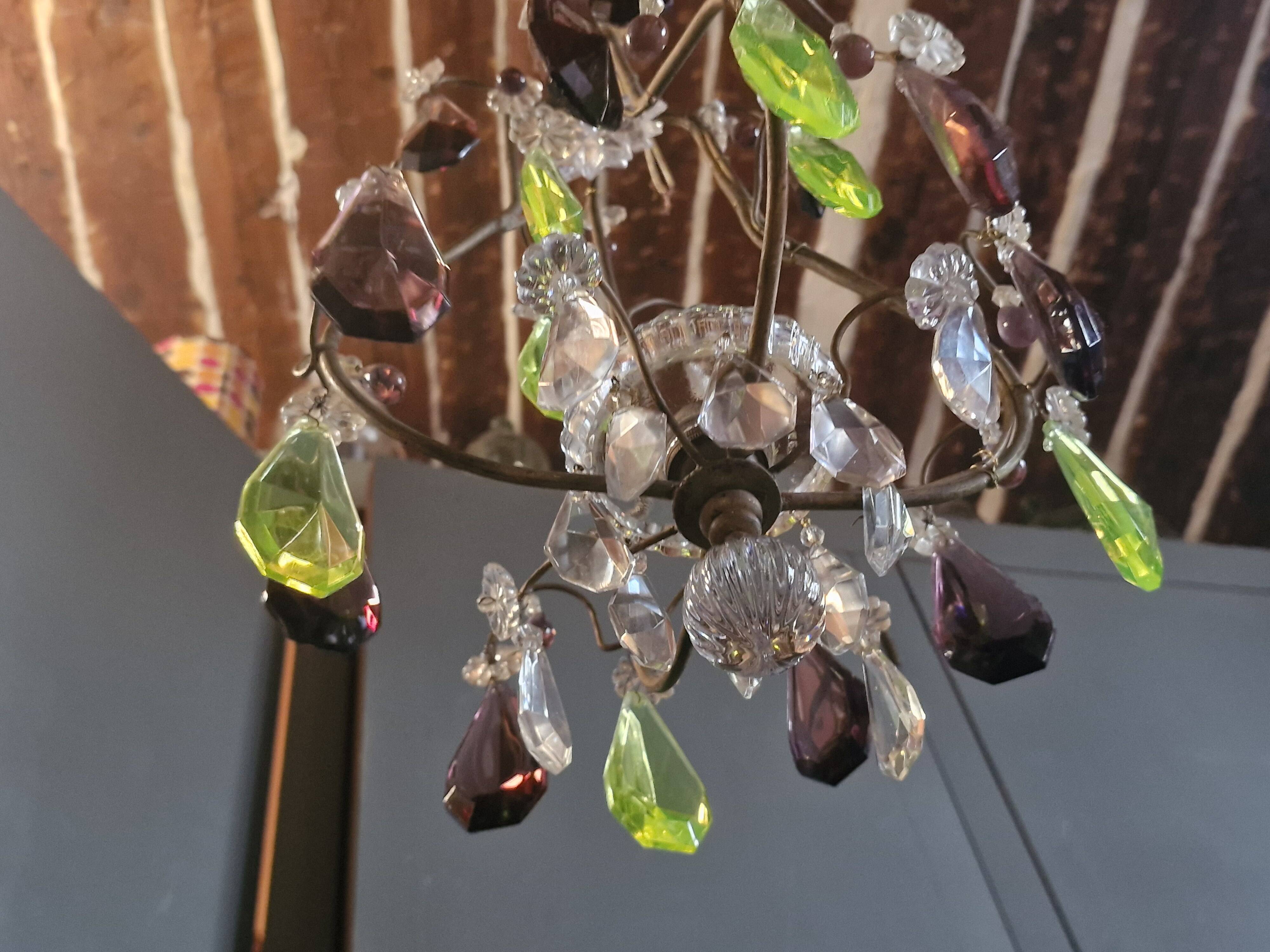 Small crystal boudoir chandelier - 1 light Bobeche signed Baccarat Epoque