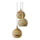 Suspension triple vintage glass globes in frosted yellow and gold.