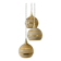 Suspension triple vintage glass globes in frosted yellow and gold.