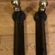 Pair of Napoleon III andirons from the 19th century in cast iron and brass