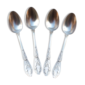 4 small spoons Boulenger silver metal Art Nouveau with Iris