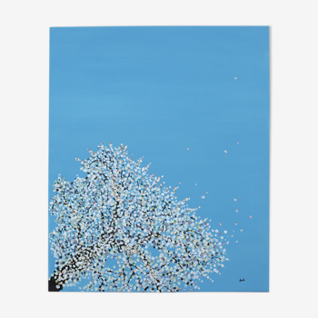 Painting on canvas - cherry tree