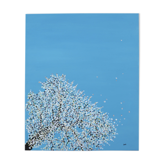 Painting on canvas - cherry tree