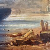Tableau, Marine sur la côte d’Opale XIX siècle