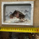 Tableau alpin vintage en bois sculpté et peint