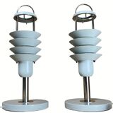 Pair danish scandinavian space age architectural table lamps