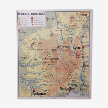 School map massif central and jura