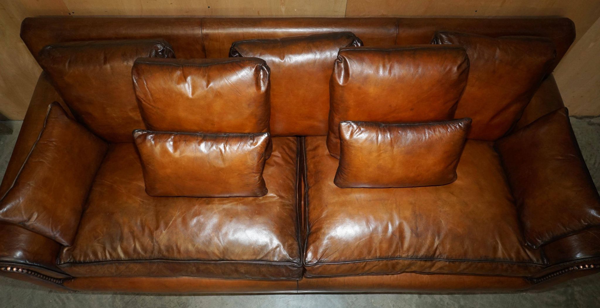 Pair of Ralph Lauren Jamaica club sofas restored in leather.