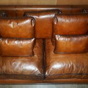Pair of Ralph Lauren Jamaica club sofas restored in leather.